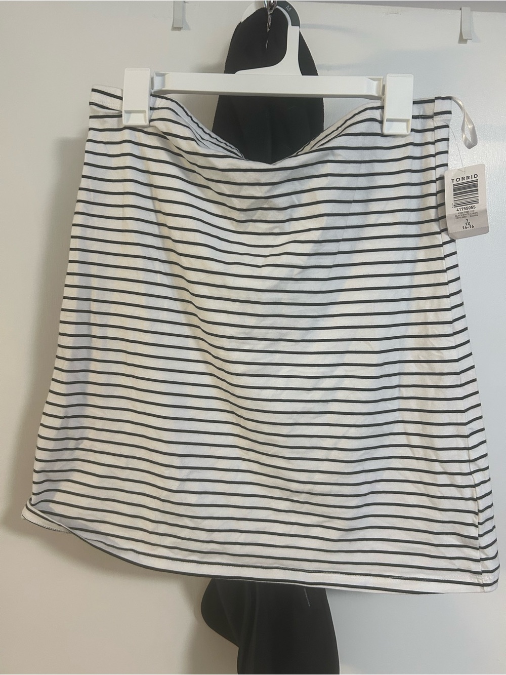 torrid White and Black Striped Midi Skirt